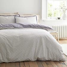Image of Blue Cotton Geometric Bedding Amelie Reversible Duvet Cover Set By Bianca