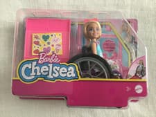 Image of Blonde hair Barbie Doll Chelsea Wheelchair Blonde with Accessories
