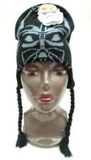 Image of Disney Kid's Black with Darth Vader Face Knitted Laplander Beanie Hat-Brand New!