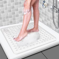 Image of Non Slip Bath Mat 53 x 53 cm Shower Mat Bathtub Anti-Mold Rubber Strong Suction
