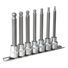 Image of Sealey Hex Ball-End Socket Bit Set 7pc Metric 3/8" Square Drive 100mm Socket Set
