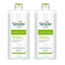 Image of 2 Bottles Simple Kind to Skin Micellar Water Soothing Make-Up Remover 400 ml