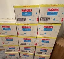 Image of ( X1box) Huggies Baby Wipes Packets 12x60 Pure Water Maxi Pack Box Total 720 Pcs