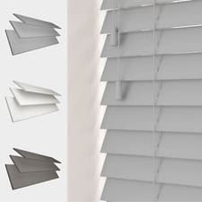 Image of FAUX WOOD 50MM VENETIAN BLINDS SLATS STRING GREY WHITE BLACK
