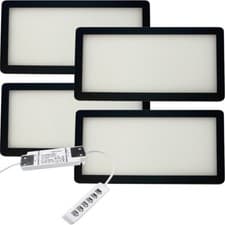 Image of 4x MATT BLACK Low Profile Under Cabinet Light & Driver - Warm White Diffused LED