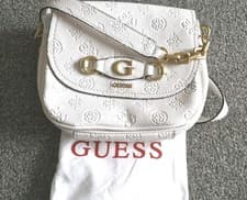Image of EXQUISITE Guess Izzy Peony Triple Compartment Flap crossbody bag in AND DUST BAG