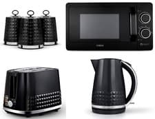 Image of Tower Solitaire Black Kettle Toaster T24042BLK Microwave & Canisters Set of 6