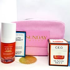 Image of SUNDAY RILEY 🎁 Gift Set in Pink Bag CEO Vit C Serum 15ml CEO Vit C Cream 15g BN