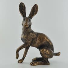 Image of Bronze Effect Hare Sculpture Buttercup Ornament Standing Harriet Glen new 60136