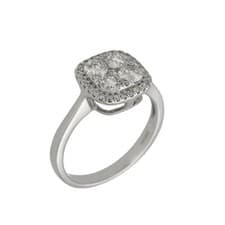 Image of 18ct White Gold Diamond Halo Cluster Ring - 1.12ct