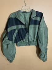 Image of Reebok X Cardi B Olive Green and Black Cropped Track Jacket - S