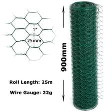 Image of PVC Coated Green Chicken Rabbit Wire 25m 50m 3 widths Mesh Aviary Fencing Garden