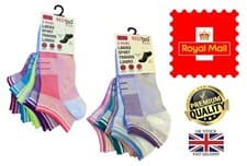 Image of New Ladies 5 Pairs Arch Support Breathable Sports Trainer Liner Cotton Socks