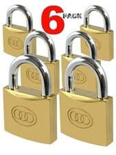 Image of 6 x Brass Padlock 32mm 38mm 50mm with 3 Keys luggage suitcase gym shed