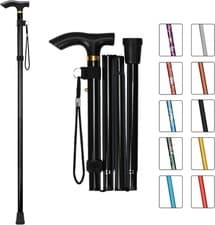 Image of Lightweight Easy Folding Aluminium Walking Stick Cane, Height Adjustable