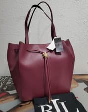 Image of $395 Lauren Ralph Lauren red Leather Andie LARGE Drawstring Womens Tote Bag