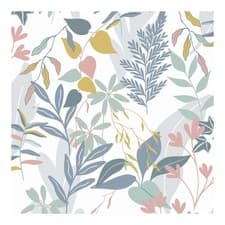 Image of Fresco Inky Tropical Wallpaper | Leaf Indigo and Ochre