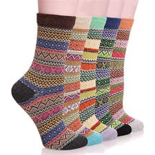 Image of 5 Pairs Walking Warm Thermal Socks Winter Wool Socks Chunky Sock Thick Rich Hike