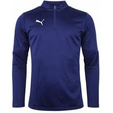 Image of Puma TeamFinal 1/4 Zip Long Sleeve Mens Navy Top 658551_06