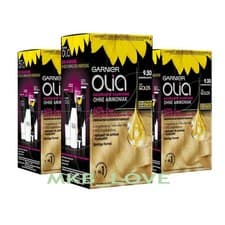 Image of 3 X Garnier Olia Permanent Hair Dye Up to 100% Grey Hair Coverage Caramel Gold
