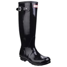 Image of Hunter Original Tall Gloss Rubber Women's Black Wellington Boots New