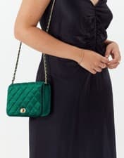 Image of Accessorize Erin quilted velvet cross-body bag, new with tags, emerald, woman's