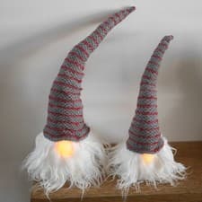 Image of Large Christmas Sitting Fabric Nordic Gonks Light Up LEDs - Red and Grey 42cm