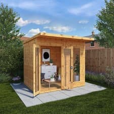 Image of 8 x 6 Wooden Garden Summerhouse Shiplap Pent Roof Tongue and Groove Waltons
