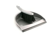 Image of Dustpan and Stiff Brush Set Plastic Silver Hand Dust Pan Household Cleaning