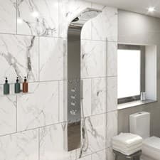 Image of Thermostatic Shower Tower Panel Column Modern Drencher Bathroom Polished Finish