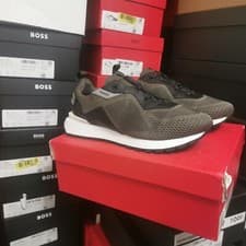 Image of Hugo Boss men's cubite runn trainers size 10 UK green brand new boxed rrp £229
