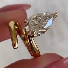 Image of 3 CTW Pear Cut VVS1 Moissanite Wedding Engagement Ring 14K Yellow Gold Plated