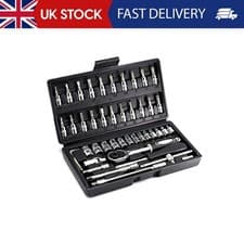 Image of 46 Piece 1/4 Inch Drive Socket Set&Tool Sets,Ratchet Wrench Set with 4-14mm Cr-V