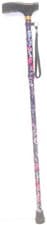 Image of NRS Lightweight Folding Blue Floral Walking Stick with Wooden Handle