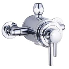 Image of THERMOSTATIC CONCENTRIC EXPOSED Shower Mixer Valve Chrome 1 Outlet Twin Handle