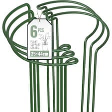 Image of 6 Pack Plant Support Stakes Metal Plant Supports Ring Cage Sturdy Half Round