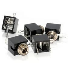 Image of 3.5mm 3 Pole Stereo Jack Socket Solder AUX Chassis Panel Mount 5 Pack