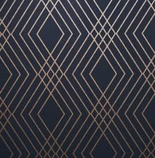 Image of Shard Trellis Wallpaper Gold Navy Blue Geometric Metallic Fine Decor