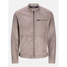 Image of Jack & Jones Mens Biker Jacket Outerwear Faux Leather Collared