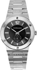 Image of Versace VEVI00720 Greca Logo black silver Stainless Steel Men's Watch NEW