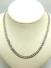 Image of 9ct White Solid Gold Curb Chain – 4.4mm - 24" - CHEAPEST ON EBAY