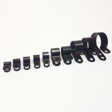 Image of High Quality Black Nylon Plastic P Clips - Fasteners for Cable & Tubing