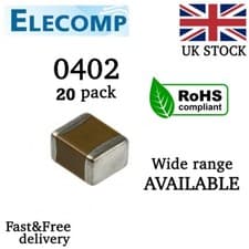 Image of 0402 SMD Capacitors Range 1pF - 10uF NP0 50V 20pcs Free postage STARTER KIT 180p