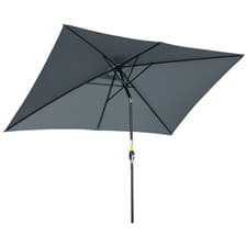 Image of Outsunny 3x2m Patio Parasol Canopy Tilt Crank 6 Ribs Sun Shade Garden Dark Grey