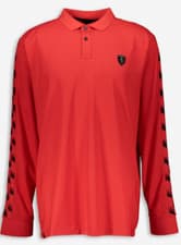 Image of Scuderia Ferrari Speed Dry Checkered Long Sleeve Polo Shirt Size S Red RRP £130