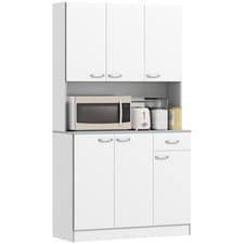Image of HOMCOM Freestanding Kitchen Cupboard, Storage Cabinet with Doors White