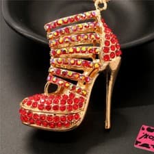 Image of Fashion Women Red Bling Cool Lady High Heel Crystal Pendant  Chain Necklace