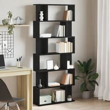 Image of WALPLUS Bookcase Black Oak 80x24x190.5cm Tall Engineered Wood Storage Unit