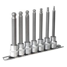 Image of Sealey AK6212 Hex Ball-End Socket Bit Set 7pc Metric 3/8"Sq Drive 100mm