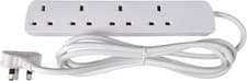 Image of Mercury | UK 4 Gang Extension Lead, White 2.0M - BS1363/A Compliant, 13A Rating,